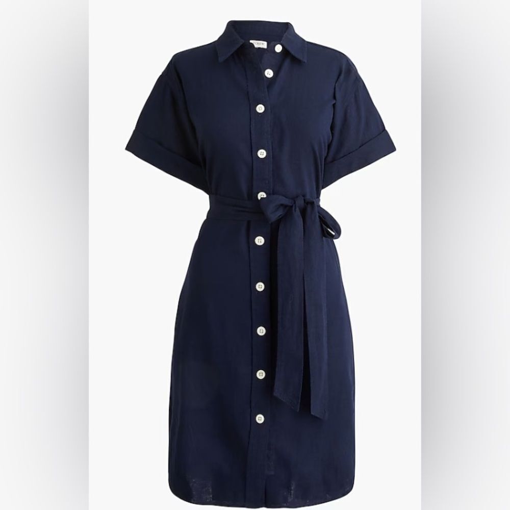 J.Crew Linen-blend belted mini shirt-dress Size XS